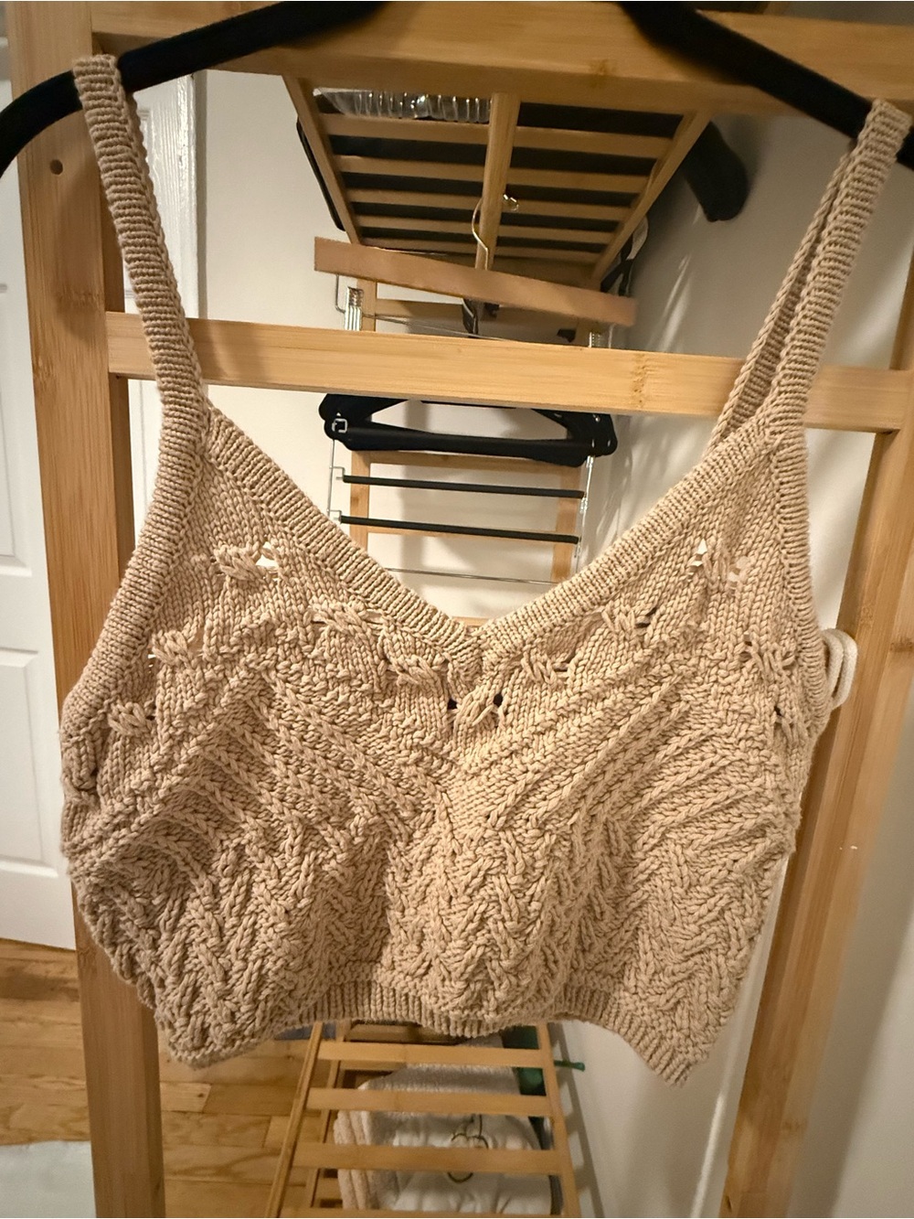 Express Neutral Crochet Knit Tank Camisole - Beige